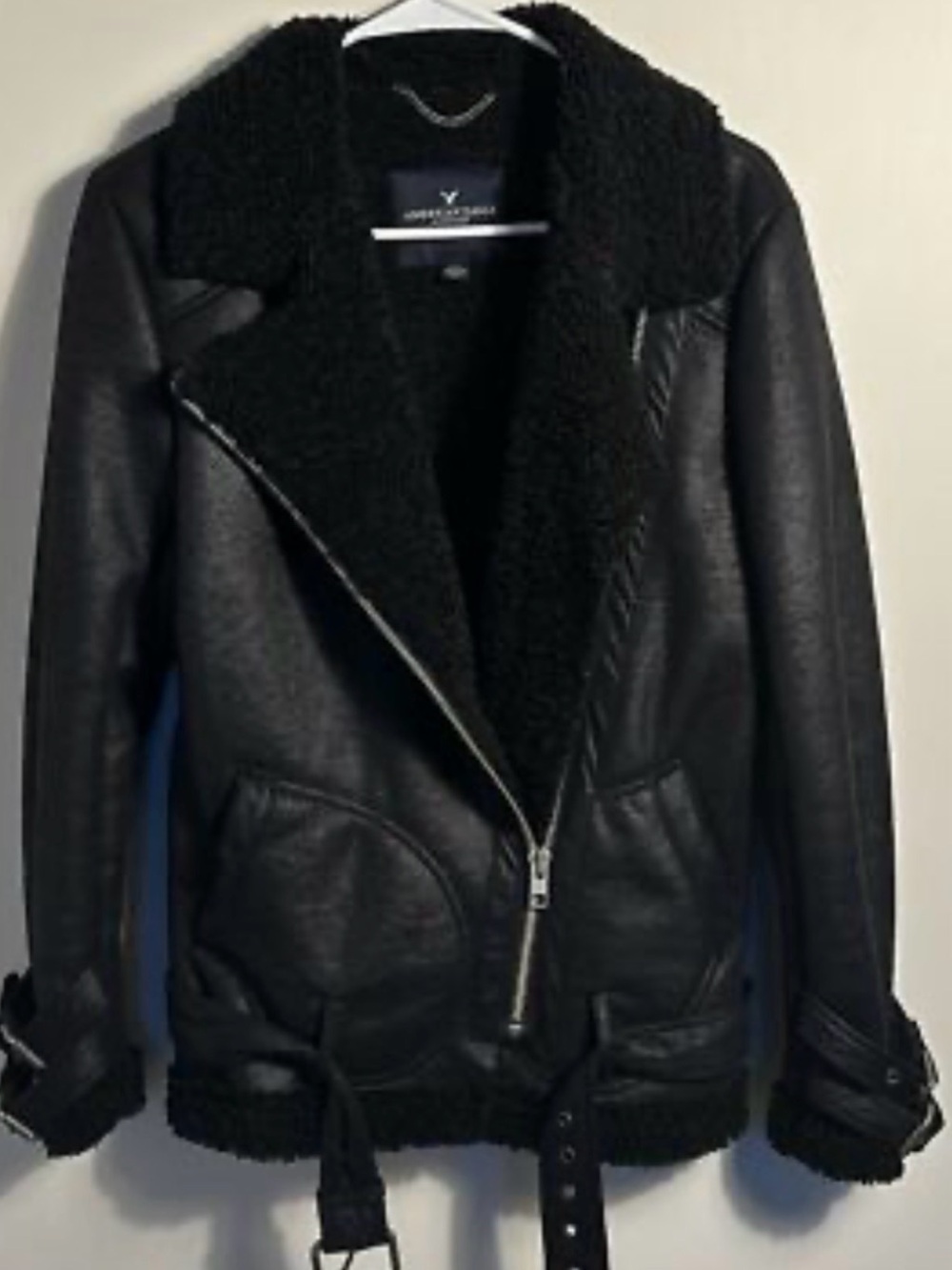American Eagle Faux Sherpa suede moto jacket M